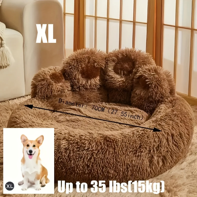 Winter Plush Pet Bed Cute Bear Paw Plush Pet Bed Ultra-Soft Cat & Dog Sofa For Warm Sleep Soft Furry Pet Sofa Bed - Ultimate Comfort For Cats & Dogs This Winter Fluffy Winter Pet Bed - Perfect Snuggle Spot For Cats & Dogs