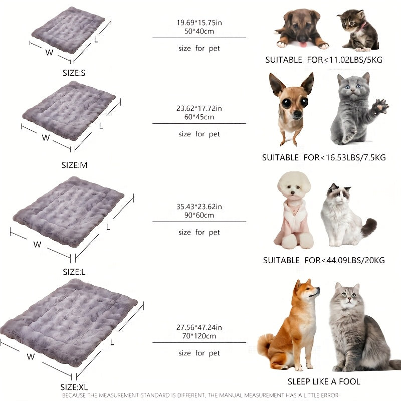 Luxurious Plush Pet Bed for Dogs & Cats - Soft, Warm, All-Season Comfort, Rectangular Polyester Blanket in Assorted Colors, Ideal for Small to Large Breeds
