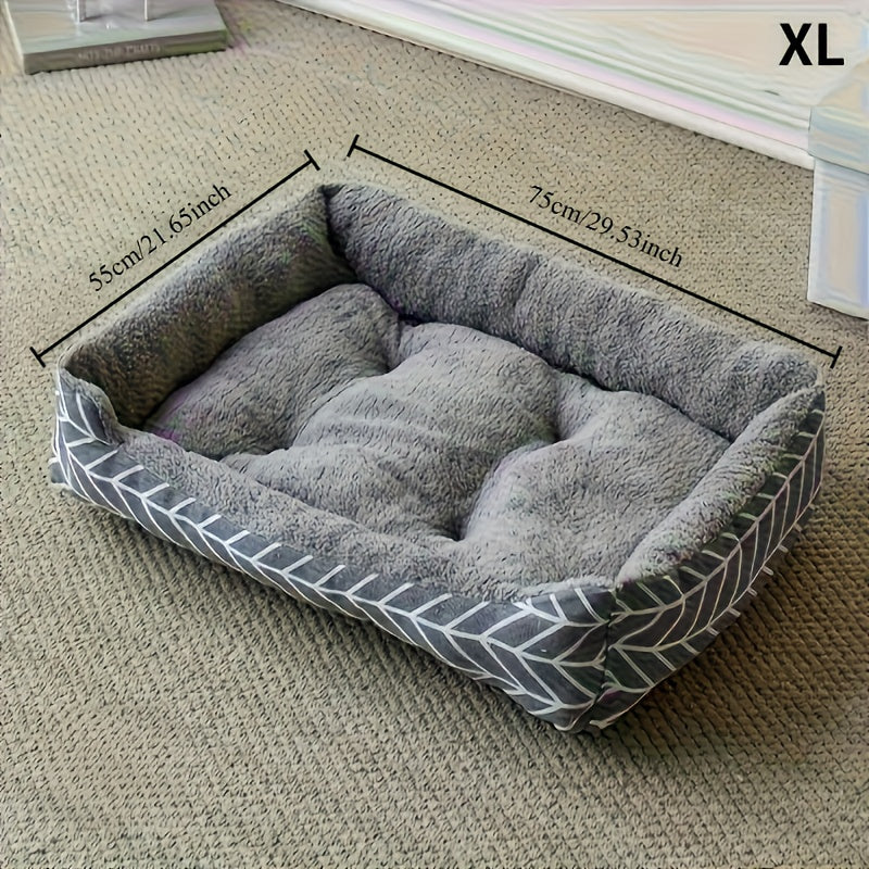 Cozy Gray Cat Bed with Diamond Pattern - Soft Polyester Pet Bed for Indoor Cats, Machine Washable & Durable, Perfect for Small Spaces, Cat Bed for Indoor Cats, Small Space Pet Bed, Modern Pet Furniture, Plush Pet Bed
