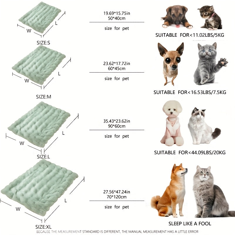 Luxurious Plush Pet Bed for Dogs & Cats - Soft, Warm, All-Season Comfort, Rectangular Polyester Blanket in Assorted Colors, Ideal for Small to Large Breeds