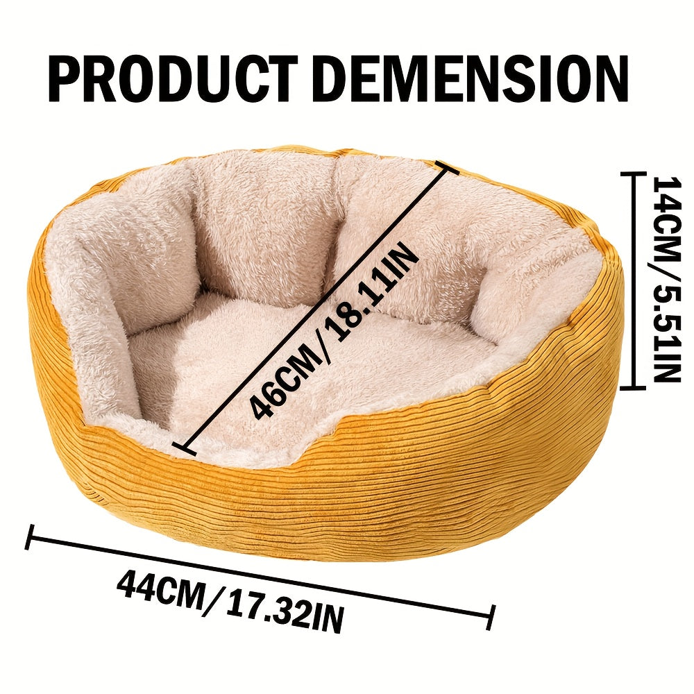 Small Dog Bed & Cat Bed - Oval Pet Bed with Soft Filling & Anti-Slip Bottom, Washable Yellow & Golden Cushioned Bed for Puppies, Kittens, Chihuahuas, Shih Tzus, Pomeranians - Cozy Indoor Dog Bed for Small Breeds, Durable Material, Easy-Clean Design, Ideal