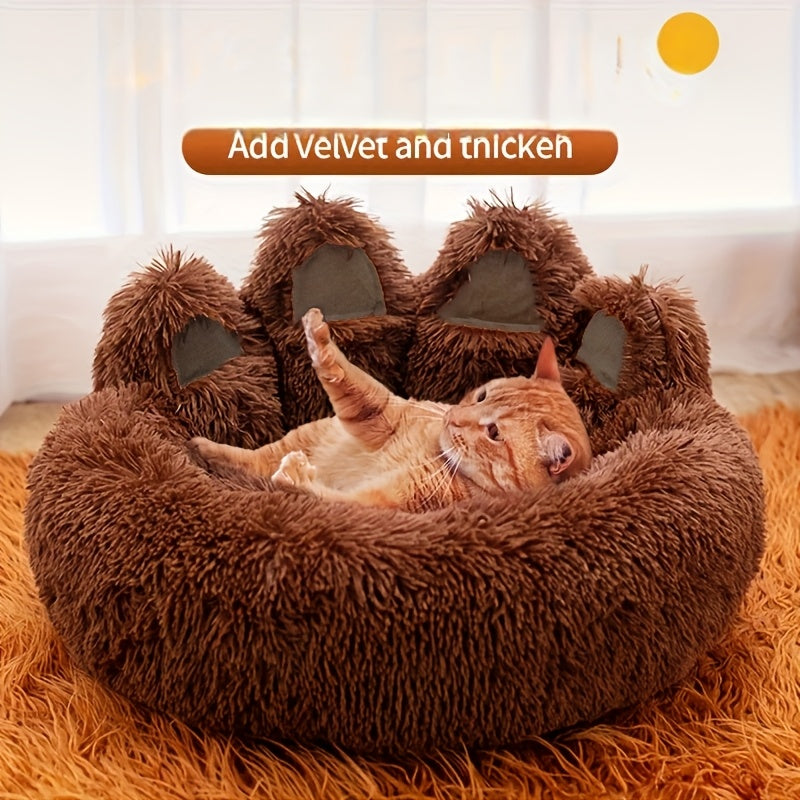 Winter Plush Pet Bed Cute Bear Paw Plush Pet Bed Ultra-Soft Cat & Dog Sofa For Warm Sleep Soft Furry Pet Sofa Bed - Ultimate Comfort For Cats & Dogs This Winter Fluffy Winter Pet Bed - Perfect Snuggle Spot For Cats & Dogs