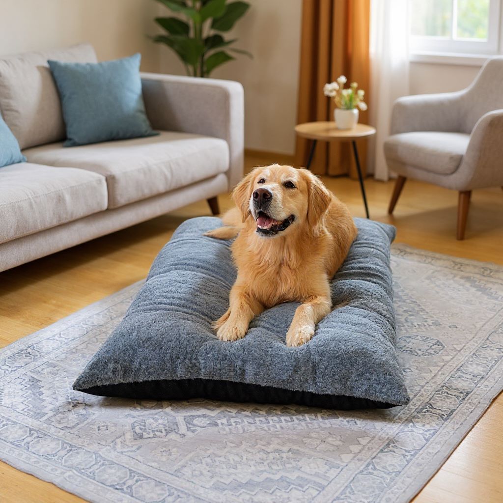 LTTROMAT Deluxe Dog Sofa Ded, Soft Faux Fur Dog Crate Mat with High Density Foam for Large and Medium Dog, Dog Mattress with Anti-Slip Bottom
