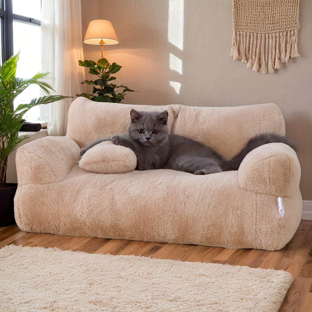 Detachable All-Season Pet Sofa Bed for Cats & Dogs - Soft Polyester Cover & Polypropylene Filling, 21.65x14.96x7.87 Inch Gray Dog & Cat Bed, Cozy Family-Friendly Design for Living Room Relaxation, Durable Fabric, Cat Lounger, Home Pets