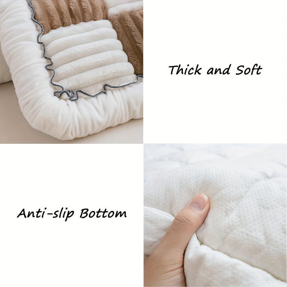 Backseat Pet Bed Mat, Plaid Dog Bed For Car Back Seat, Pet Couch Cover For Sofa, Multi-Purpose Plush Thick Pet Cushion Floor Pad, Non-Slip Travel Dog Bed, Couch Covers For Dogs Washable