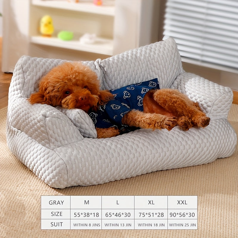 Lezizi Cozy Plush Pet Sofa Bed - Washable, Soft, and Warm Rectangular Dog & Cat Bed in Mixed Colors, Ideal for Small to Medium Breeds - Comfortable All-Season Sleeping Couch with Removable Polyester Fiber Fill