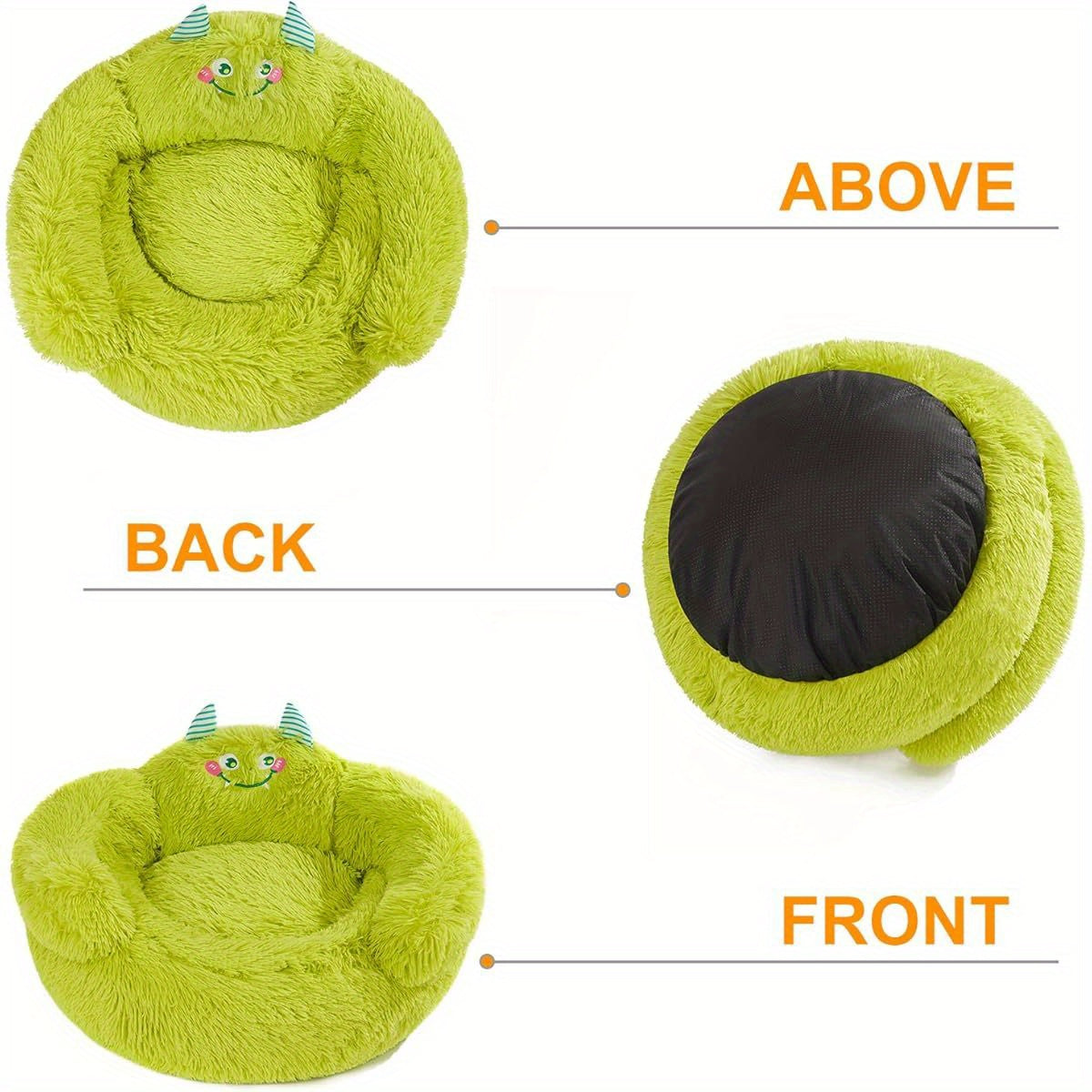 Cute Calming Dog & Cat Bed - Anti-Anxiety Donut Design, Soft Round Cuddler Bed with Non-Slip Bottom, Green, Perfect for Small Pets, 27" x 27" x 14", Cute Pet Bed, Pet Furniture, Playful Pet Decor, Cozy Pet Furniture