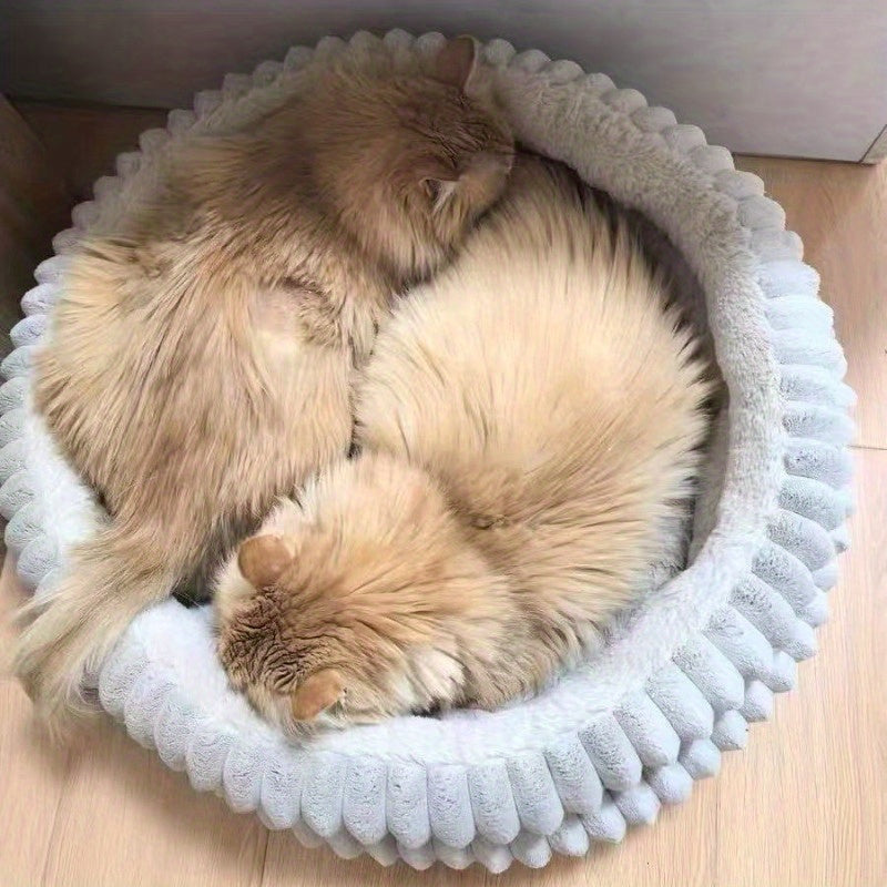 1pc Washable Donut Pet Bed for Cats & Small Dogs - Super Soft Round Litter Box with Non-Slip Bottom, Indoor Use, All-Season Comfort, Available in Multiple Sizes, Cat Litter Box, Cozy Cat Furniture, Decorative Cat Bed, Easyclean Material