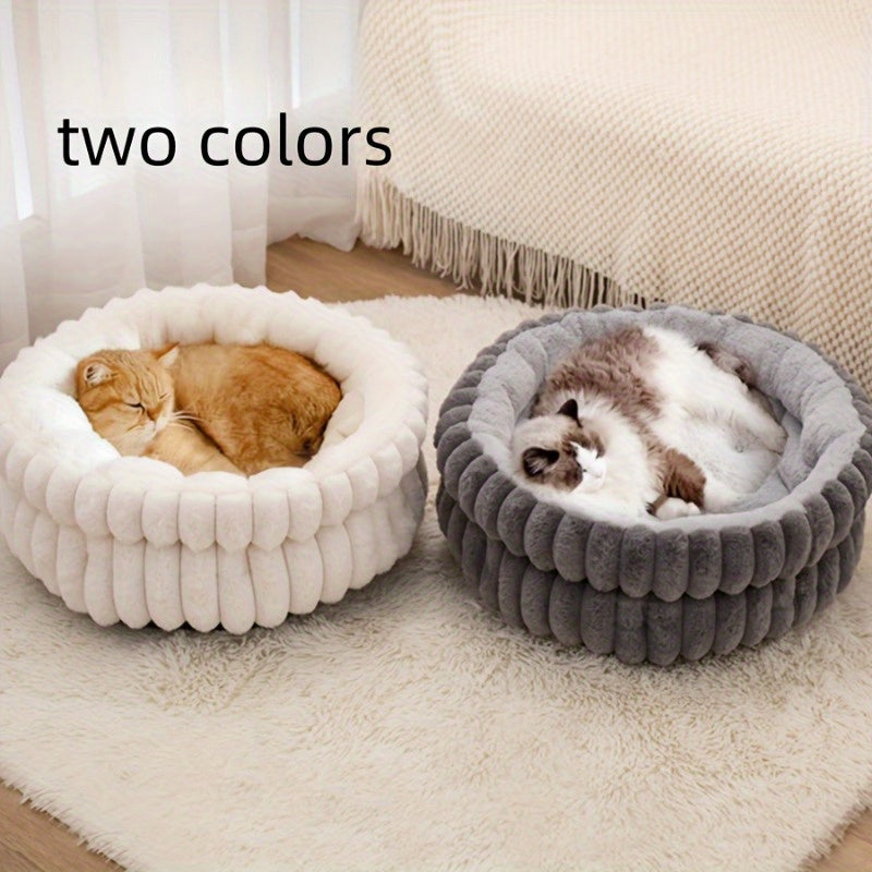 1pc Washable Donut Pet Bed for Cats & Small Dogs - Super Soft Round Litter Box with Non-Slip Bottom, Indoor Use, All-Season Comfort, Available in Multiple Sizes, Cat Litter Box, Cozy Cat Furniture, Decorative Cat Bed, Easyclean Material