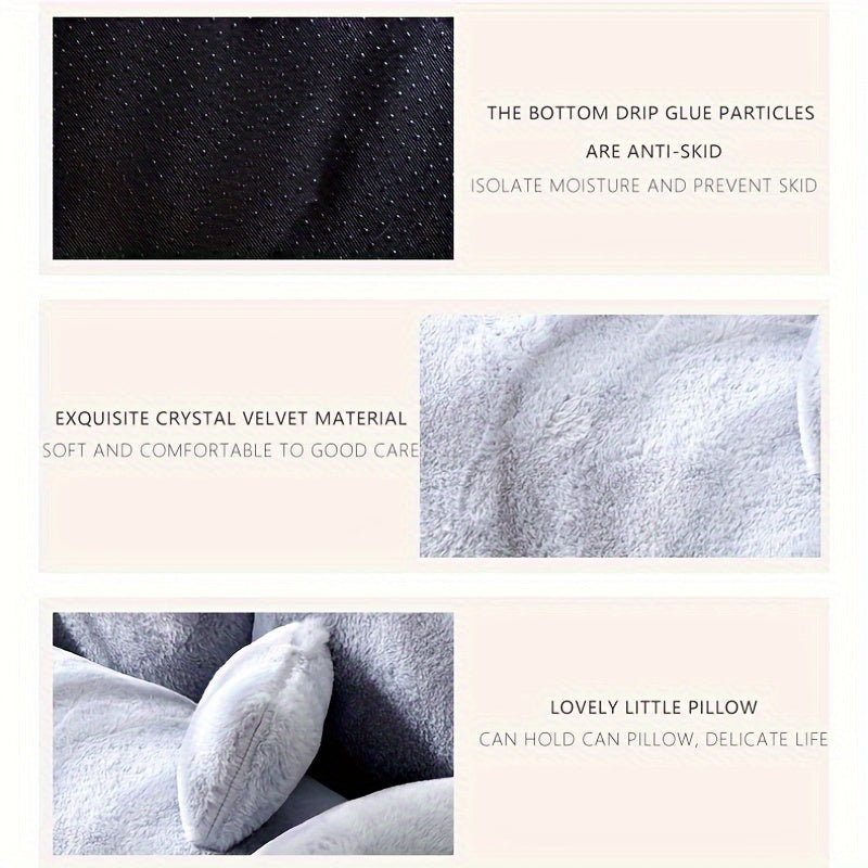 Detachable All-Season Pet Sofa Bed for Cats & Dogs - Soft Polyester Cover & Polypropylene Filling, 21.65x14.96x7.87 Inch Gray Dog & Cat Bed, Cozy Family-Friendly Design for Living Room Relaxation, Durable Fabric, Cat Lounger, Home Pets