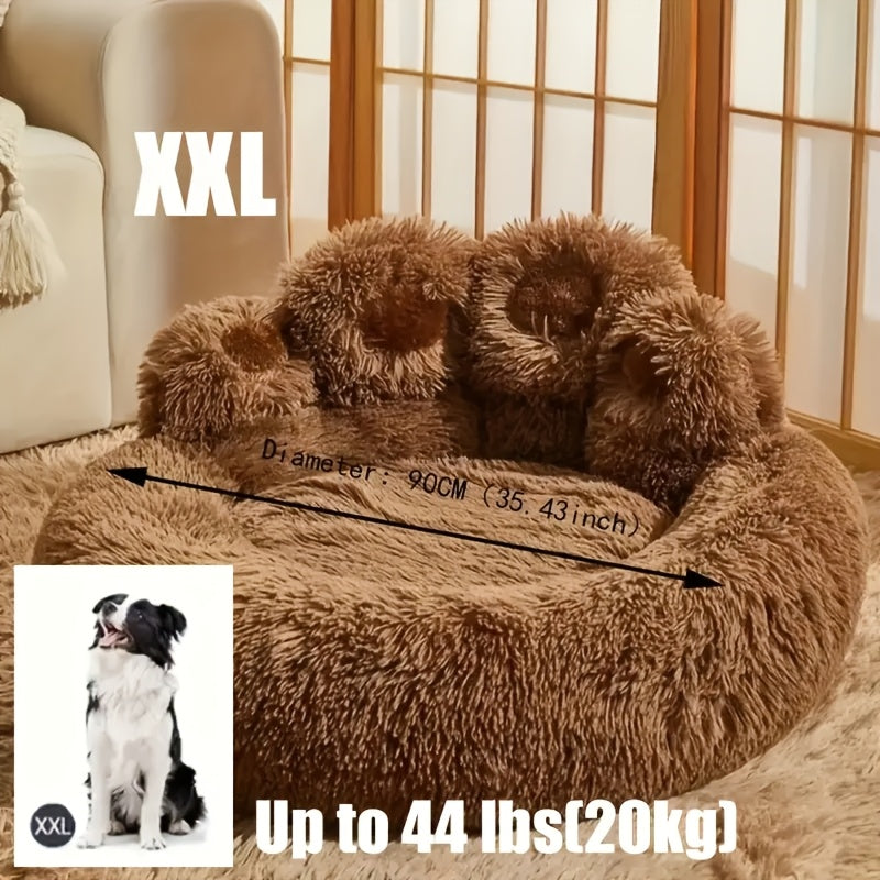 Winter Plush Pet Bed Cute Bear Paw Plush Pet Bed Ultra-Soft Cat & Dog Sofa For Warm Sleep Soft Furry Pet Sofa Bed - Ultimate Comfort For Cats & Dogs This Winter Fluffy Winter Pet Bed - Perfect Snuggle Spot For Cats & Dogs