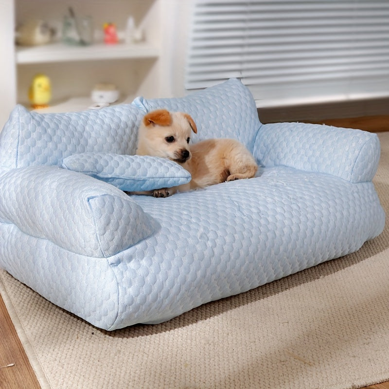 lezizi All-Season Pet Bed Sofa - Removable Washable Cover, Soft Polyester Cushion Pad, Lightweight & Portable Cat or Small Dog Bed for Indoor/Outdoor Use - Ideal for Kittens, Puppies, Cats, Small Dogs, Dog Couch Bed, Sofastyle Pet Furniture, Cooling Mesh