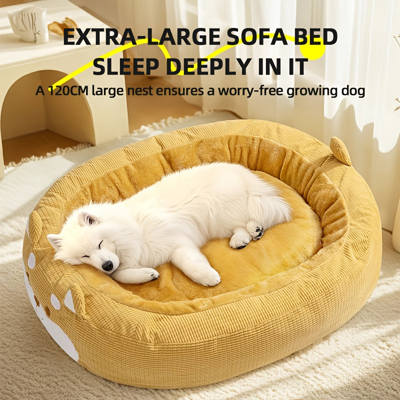 Extra Large Dog Bed - Heavy-Duty Removable Washable Pet Mattress with Non-Slip Bottom, All-Season Oval Dog Bed for Labrador, Golden Retriever, Large Breeds - Easy-Clean Polyester Bedding for Hardwood Floors & Carpets, Cozy Pet Resting Spot, Playful