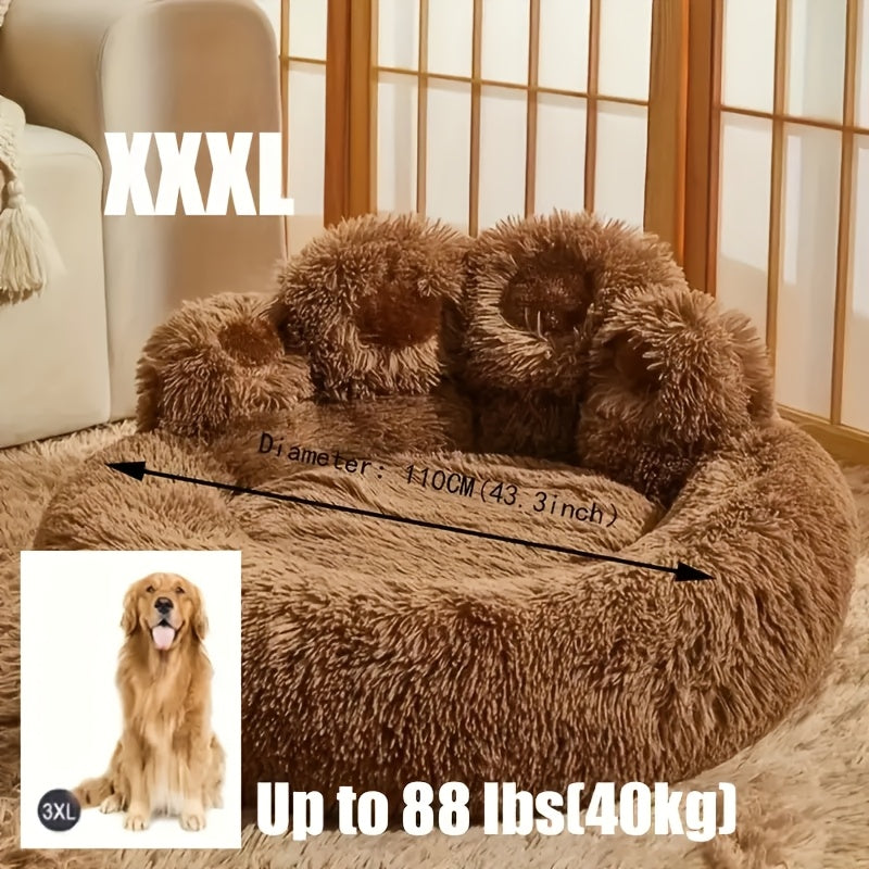 Winter Plush Pet Bed Cute Bear Paw Plush Pet Bed Ultra-Soft Cat & Dog Sofa For Warm Sleep Soft Furry Pet Sofa Bed - Ultimate Comfort For Cats & Dogs This Winter Fluffy Winter Pet Bed - Perfect Snuggle Spot For Cats & Dogs
