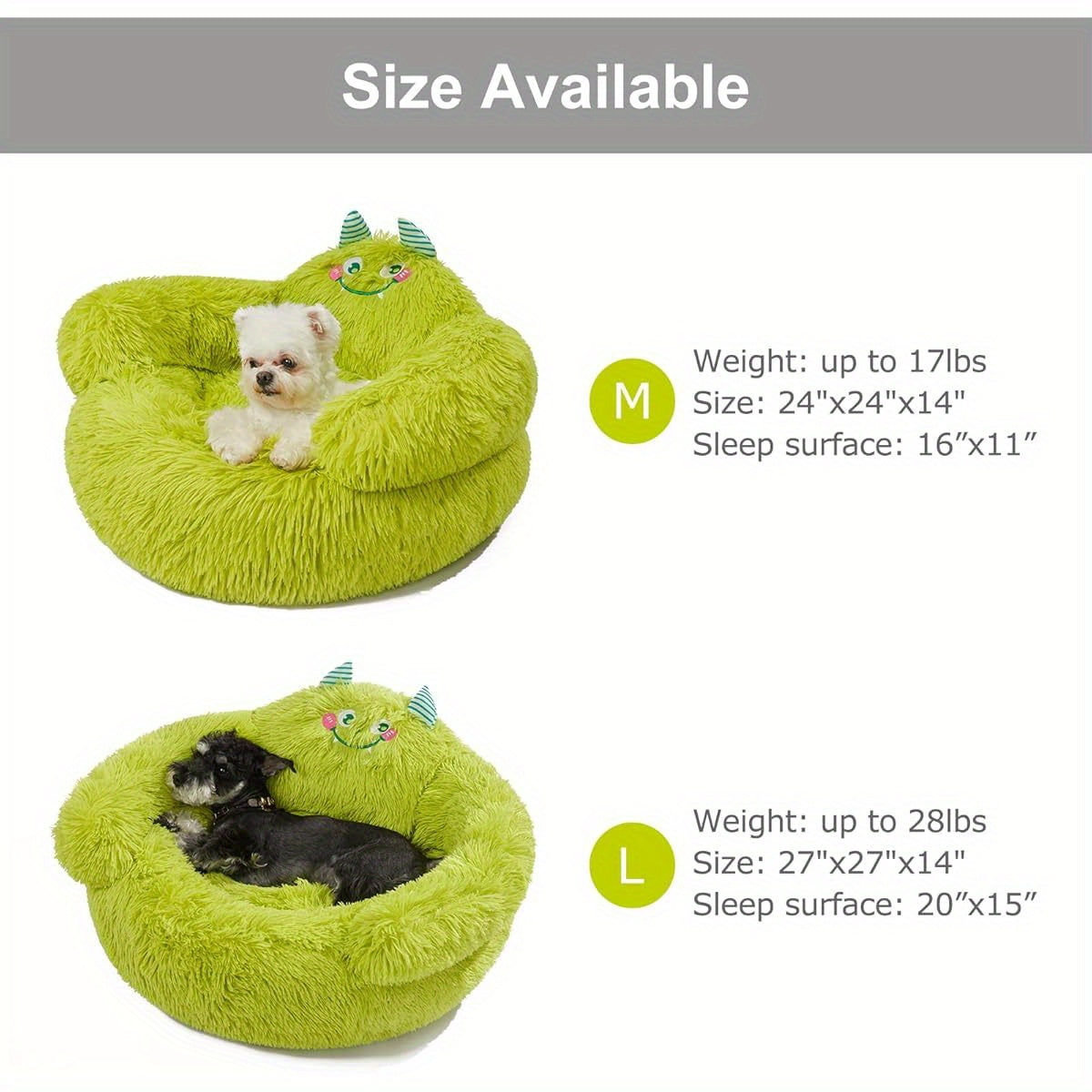 Cute Calming Dog & Cat Bed - Anti-Anxiety Donut Design, Soft Round Cuddler Bed with Non-Slip Bottom, Green, Perfect for Small Pets, 27" x 27" x 14", Cute Pet Bed, Pet Furniture, Playful Pet Decor, Cozy Pet Furniture