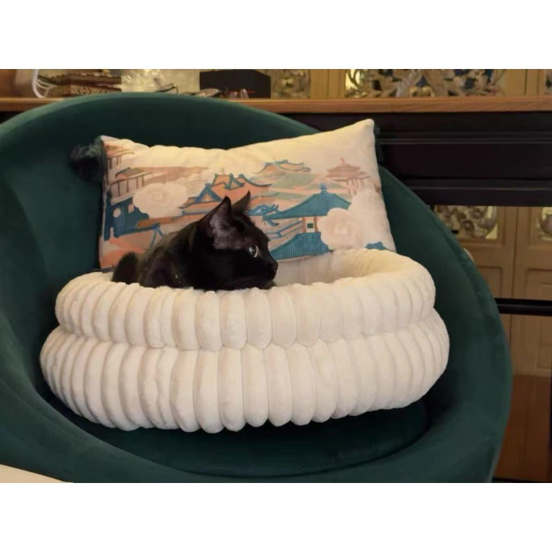 1pc Washable Donut Pet Bed for Cats & Small Dogs - Super Soft Round Litter Box with Non-Slip Bottom, Indoor Use, All-Season Comfort, Available in Multiple Sizes, Cat Litter Box, Cozy Cat Furniture, Decorative Cat Bed, Easyclean Material