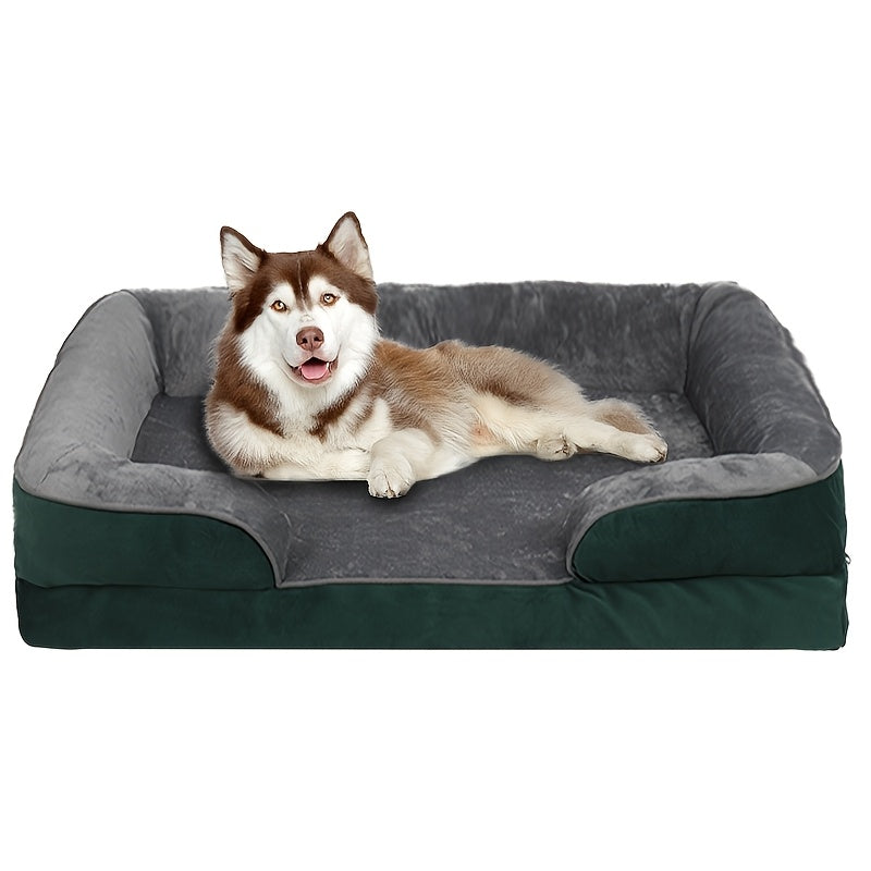 Super Large Dog Orthopedic Dog Bed Washable Dog Sofa Bed, Supporting Foam Pet Sofa Bed, Detachable & Washable, All-Season Use, Comfortable & Soft, Antiskid Bottom, Suitable for All Dog Sizes (Small, Medium, Large, Extra Large), Polyester Material, Easy
