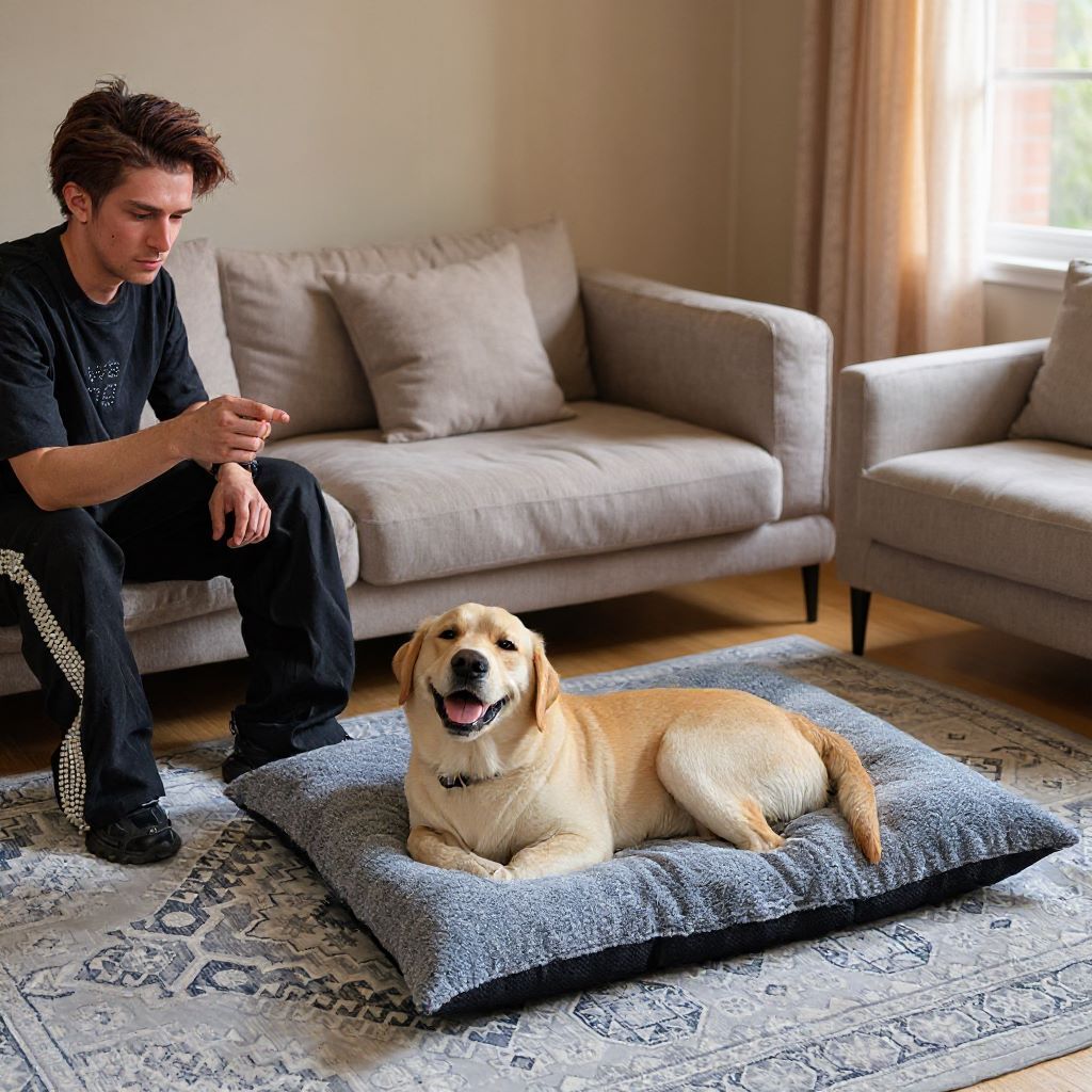 LTTROMAT Deluxe Dog Sofa Ded, Soft Faux Fur Dog Crate Mat with High Density Foam for Large and Medium Dog, Dog Mattress with Anti-Slip Bottom