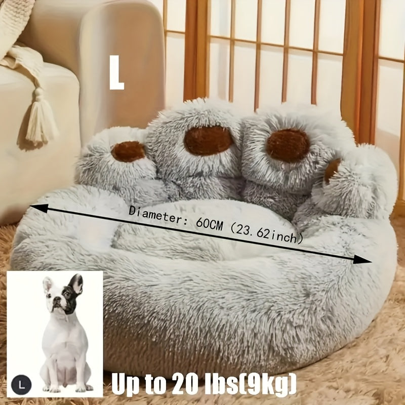 Winter Plush Pet Bed Cute Bear Paw Plush Pet Bed Ultra-Soft Cat & Dog Sofa For Warm Sleep Soft Furry Pet Sofa Bed - Ultimate Comfort For Cats & Dogs This Winter Fluffy Winter Pet Bed - Perfect Snuggle Spot For Cats & Dogs