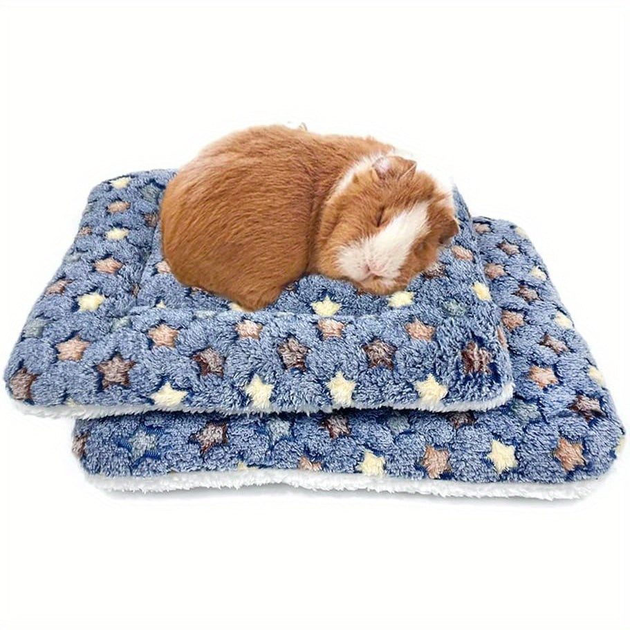 Set of Washable Mattresses for Guinea Pigs, Rabbits, and Small Animals - Cozy Star Pattern Winter Bedding with Soft Blue Fabric, Perfect for Indoor Pets Like Guinea Pigs, Rabbits, Mice, Hedgehogs, and Sugar Gliders, Rabbit Bedding | Star Pattern Bedding |