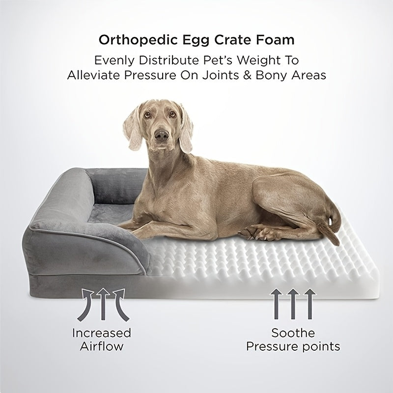 Super Large Dog Orthopedic Dog Bed Washable Dog Sofa Bed, Supporting Foam Pet Sofa Bed, Detachable & Washable, All-Season Use, Comfortable & Soft, Antiskid Bottom, Suitable for All Dog Sizes (Small, Medium, Large, Extra Large), Polyester Material, Easy