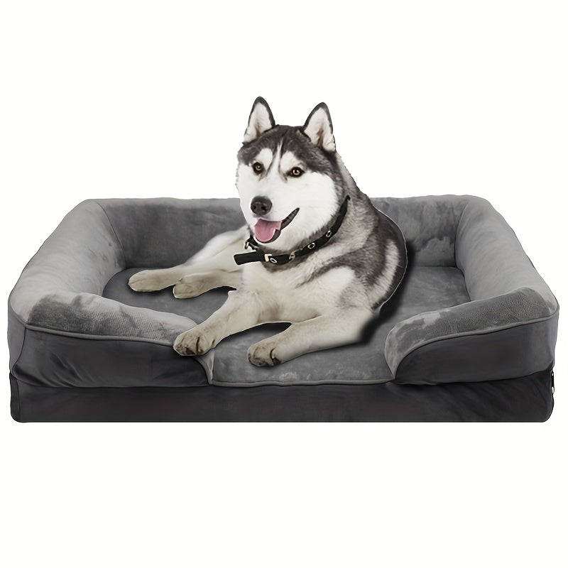 Super Large Dog Orthopedic Dog Bed Washable Dog Sofa Bed, Supporting Foam Pet Sofa Bed, Detachable & Washable, All-Season Use, Comfortable & Soft, Antiskid Bottom, Suitable for All Dog Sizes (Small, Medium, Large, Extra Large), Polyester Material, Easy