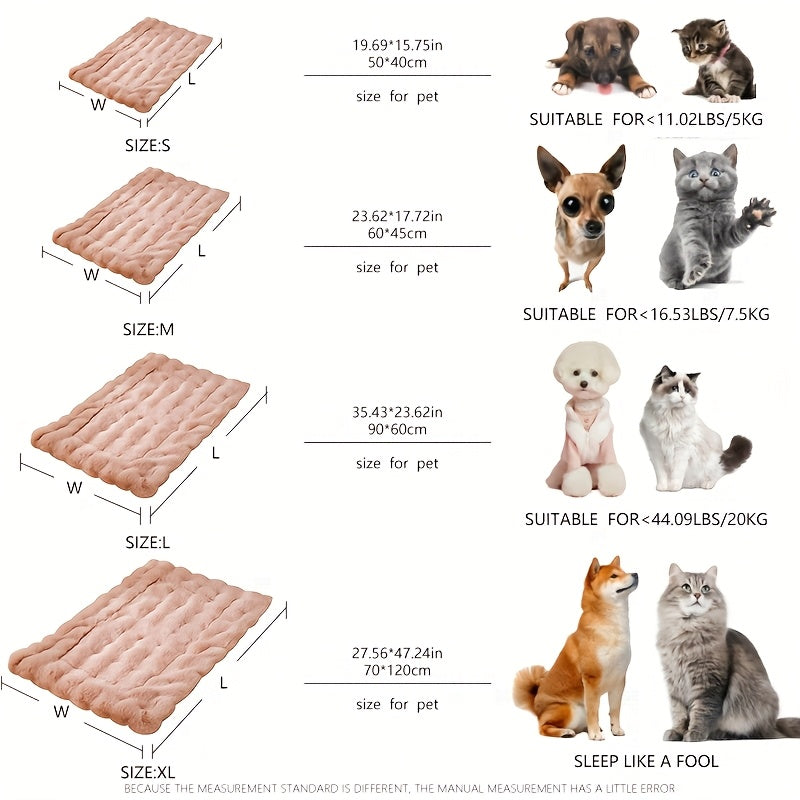 Luxurious Plush Pet Bed for Dogs & Cats - Soft, Warm, All-Season Comfort, Rectangular Polyester Blanket in Assorted Colors, Ideal for Small to Large Breeds