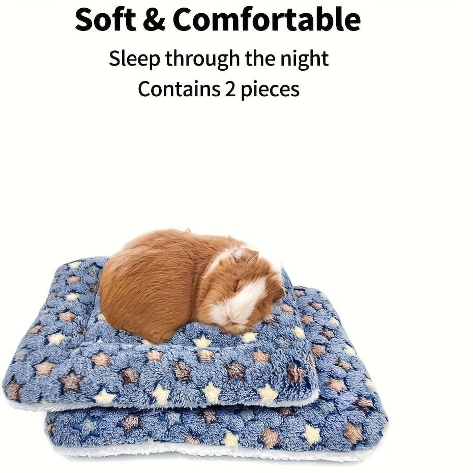 Set of Washable Mattresses for Guinea Pigs, Rabbits, and Small Animals - Cozy Star Pattern Winter Bedding with Soft Blue Fabric, Perfect for Indoor Pets Like Guinea Pigs, Rabbits, Mice, Hedgehogs, and Sugar Gliders, Rabbit Bedding | Star Pattern Bedding |