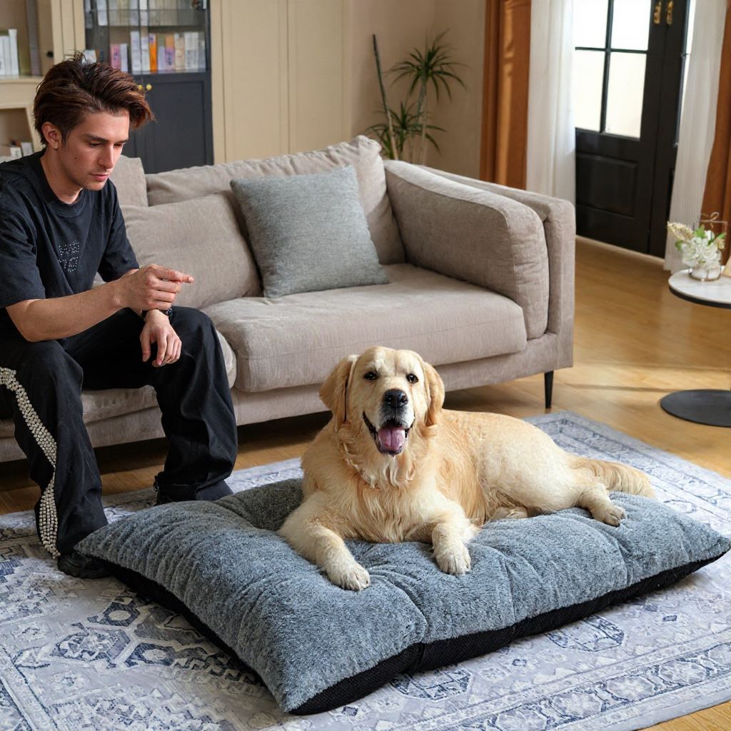 LTTROMAT Deluxe Dog Sofa Ded, Soft Faux Fur Dog Crate Mat with High Density Foam for Large and Medium Dog, Dog Mattress with Anti-Slip Bottom