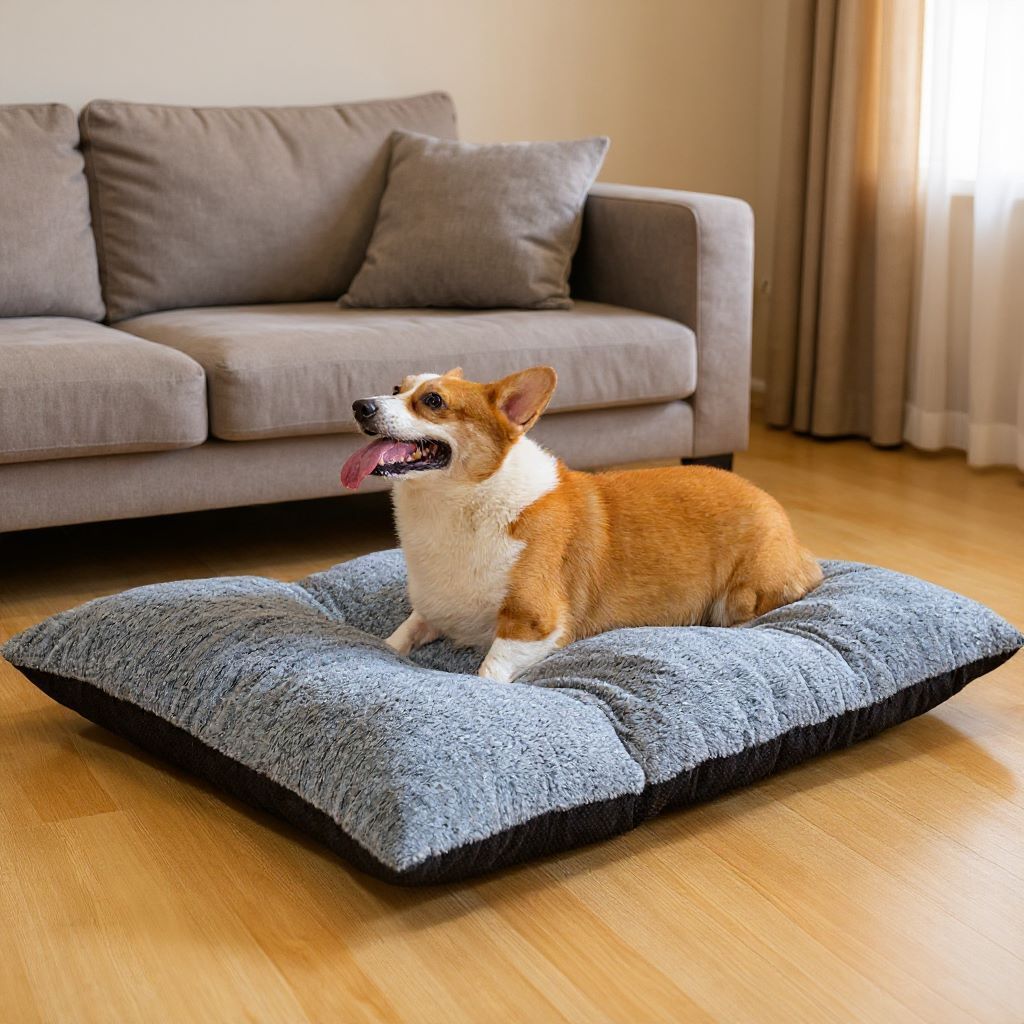 LTTROMAT Deluxe Dog Sofa Ded, Soft Faux Fur Dog Crate Mat with High Density Foam for Large and Medium Dog, Dog Mattress with Anti-Slip Bottom