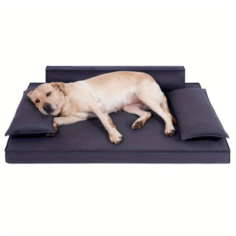 Luxury Orthopedic Dog Bed with Bolsters Modern SofaStyle Pet Lounger with portive Pillows High Quality and Washable Cover Large Dog Bed for Indoor and Outdoor Use Grey 46 x 34, Round Large Dog Bed, Washable Cover Orthopaedic Dog Beds, Dog Bed Cover, Thick