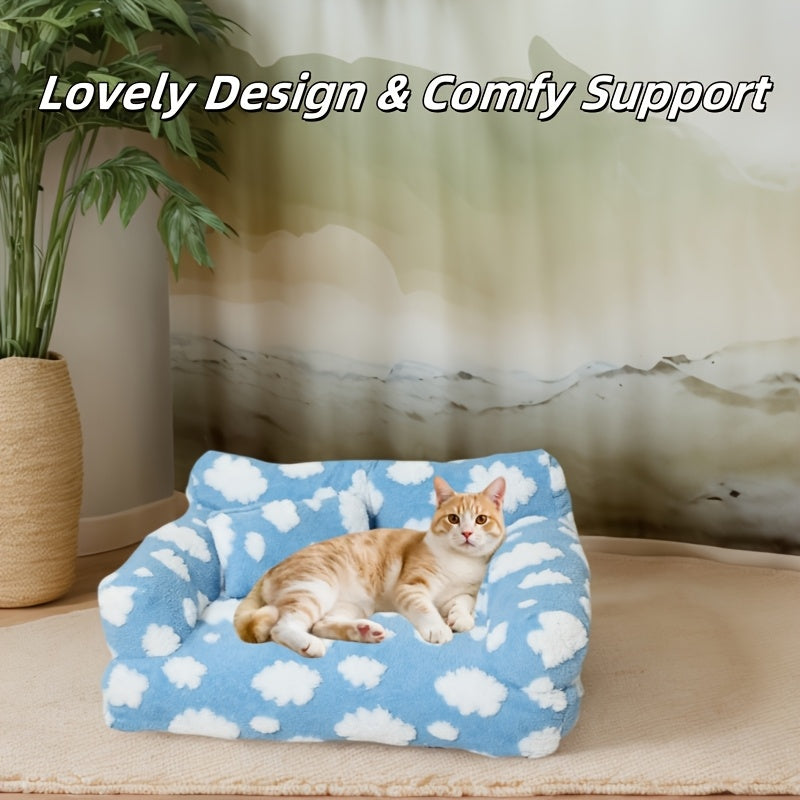Cozy Cloud Pattern Pet Sofa Bed for Dogs & Cats - Large, All-Season, Soft & Warm, Detachable Cover, Ideal for Indoor/Outdoor Use, Allseason Sofa Bed | Playful Design | Durable Polyester Cover, Pet Beds