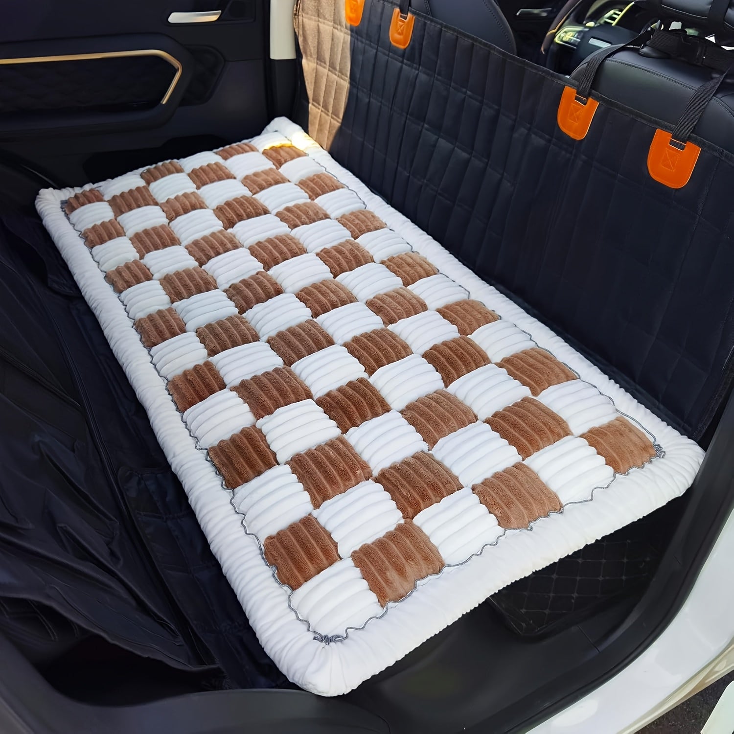 Backseat Pet Bed Mat, Plaid Dog Bed For Car Back Seat, Pet Couch Cover For Sofa, Multi-Purpose Plush Thick Pet Cushion Floor Pad, Non-Slip Travel Dog Bed, Couch Covers For Dogs Washable