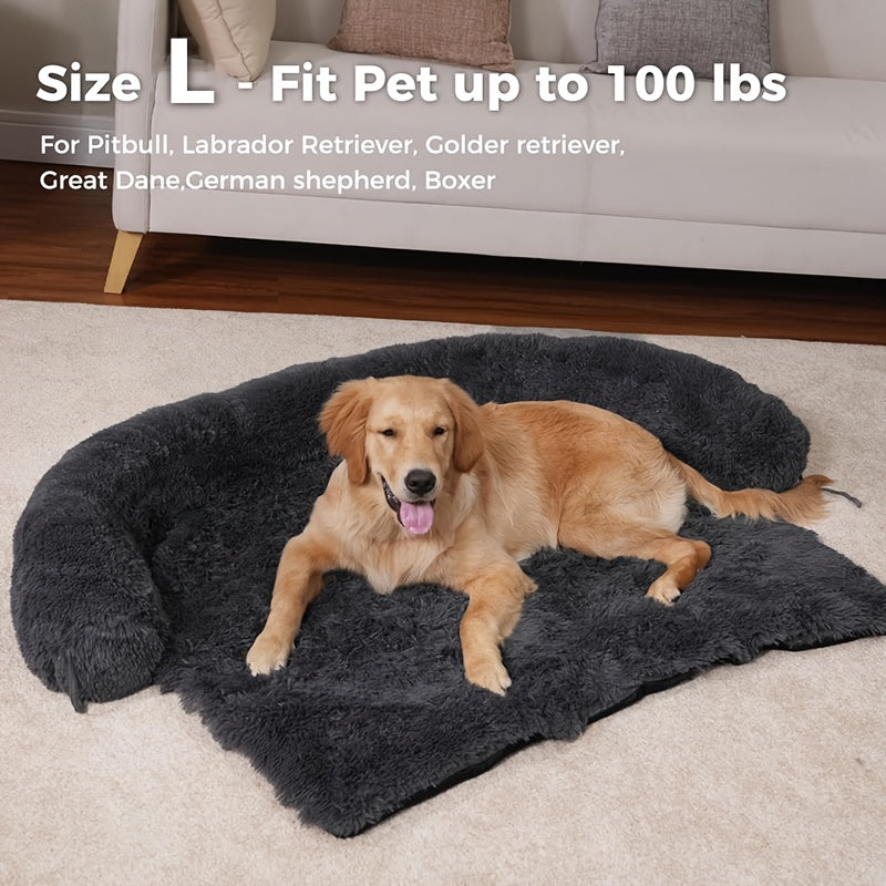 1pc pet sofa protective plush dog cushion sofa cat and dog sofa bed with soft neck cushion, dual-purpose pet bed dog sofa bed, dog sofa cushion universal for all seasons suitable for large, medium and small cats and dogs