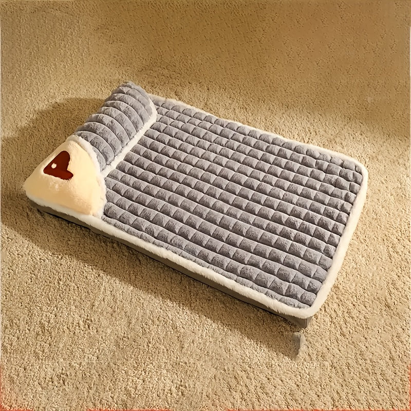 3XL Orthopedic Dog Bed for Medium Breeds - Soft Polyester Fiber with Heart-Shaped Pillow, Gray Quilted Design for Ultimate Comfort and Support, Dog Bed Comfort | Heartshaped Pillow Bed | Orthopedic Pet Support, Large Dog Bed