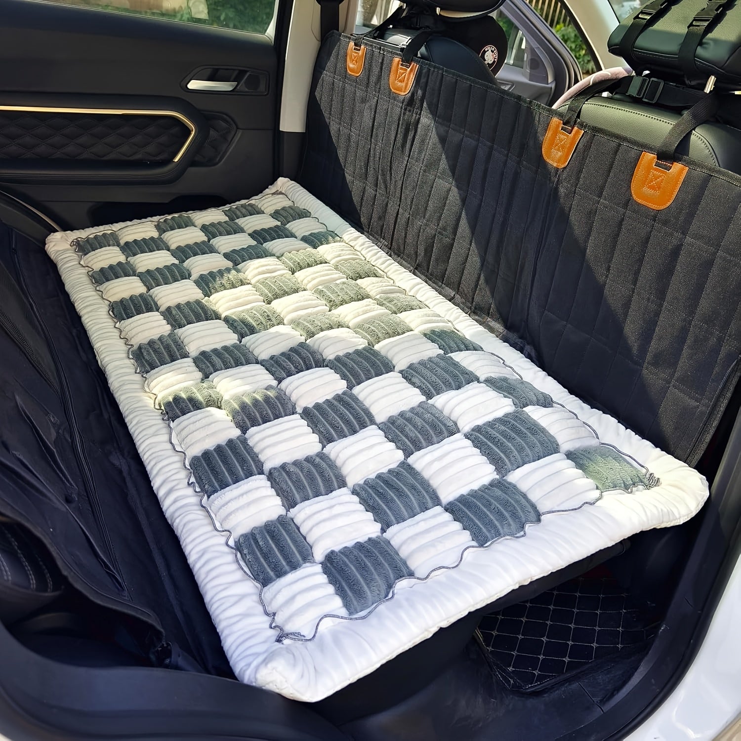 Backseat Pet Bed Mat, Plaid Dog Bed For Car Back Seat, Pet Couch Cover For Sofa, Multi-Purpose Plush Thick Pet Cushion Floor Pad, Non-Slip Travel Dog Bed, Couch Covers For Dogs Washable
