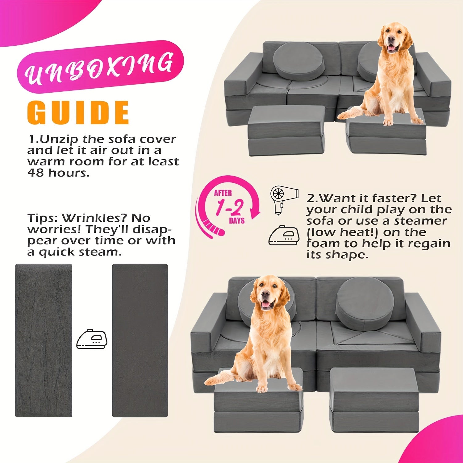 18pcs Curved Multiple Shapes Pet Bed, Modern Cloud Sofa with Soft Boucle Upholstered, Comfortable Animals Couch for Living Room Home Stuff