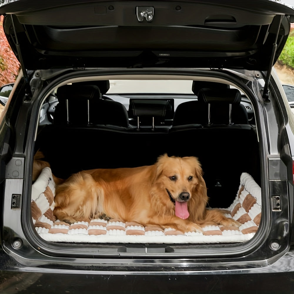 Backseat Pet Bed Mat, Plaid Dog Bed For Car Back Seat, Pet Couch Cover For Sofa, Multi-Purpose Plush Thick Pet Cushion Floor Pad, Non-Slip Travel Dog Bed, Couch Covers For Dogs Washable