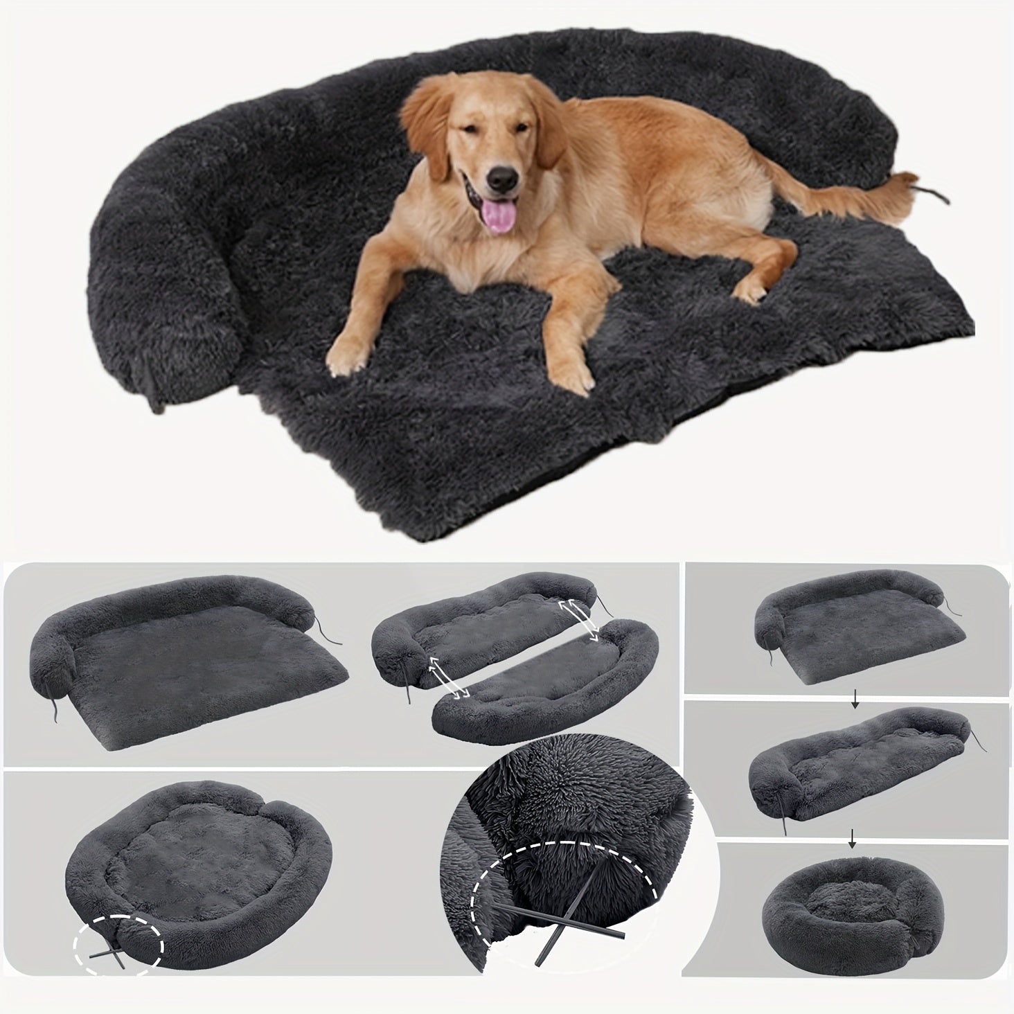 1pc pet sofa protective plush dog cushion sofa cat and dog sofa bed with soft neck cushion, dual-purpose pet bed dog sofa bed, dog sofa cushion universal for all seasons suitable for large, medium and small cats and dogs