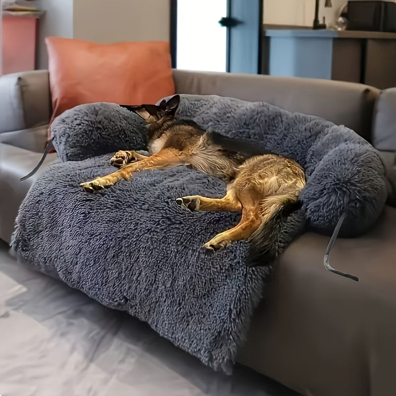 1pc pet sofa protective plush dog cushion sofa cat and dog sofa bed with soft neck cushion, dual-purpose pet bed dog sofa bed, dog sofa cushion universal for all seasons suitable for large, medium and small cats and dogs